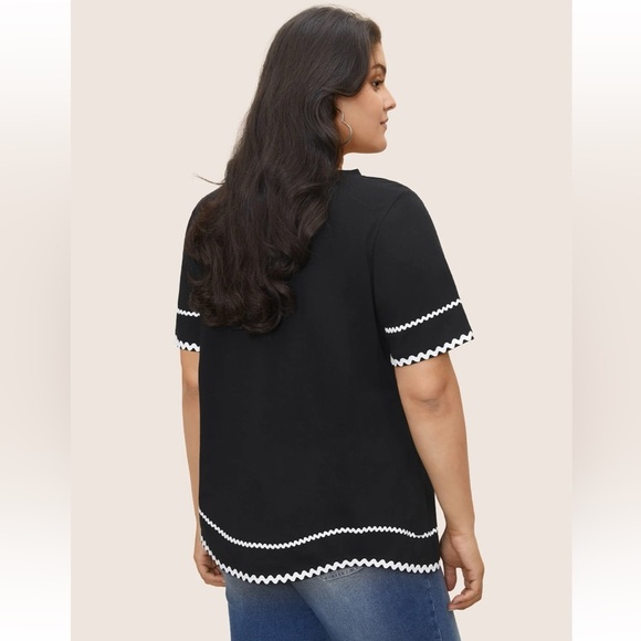 BloomChic Plus Size 2XL Cotton Contrast Trim Round Neck T-shirt us18-20 - Picture 2 of 7